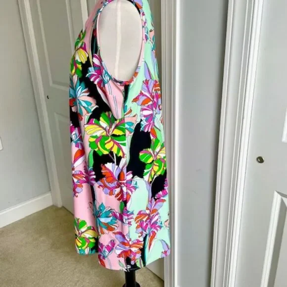 Jude Connally Pink Green Black Floral Geometric Sleeveless Dress Size XL - Picture 2 of 6